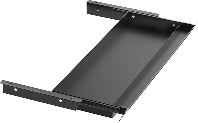 Large Under Desk Mounted Sliding Drawer with Pencil Tray and 60 Degree Tilt Panel to Pull Out, 30'' Long & 13'' deep Large Storage Organizer for Sit Stand Workstation