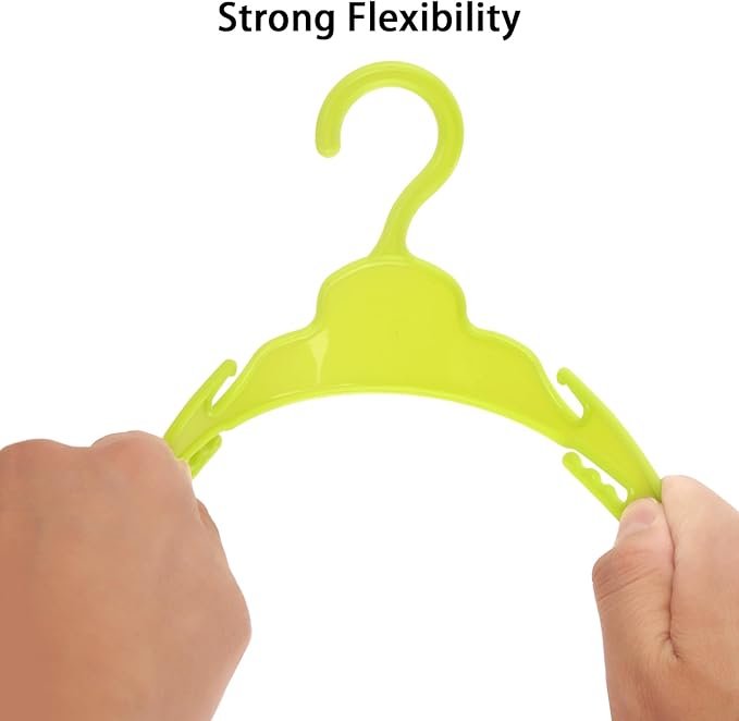 20 Pcs Doll Hangers for 18 inch Doll Clothes, Green Doll Hangers, Sturdy Doll Hangers Accessories, Work Great with Rod Less Than 1/2 inch Diameter, Made of Safe ABS Plastic