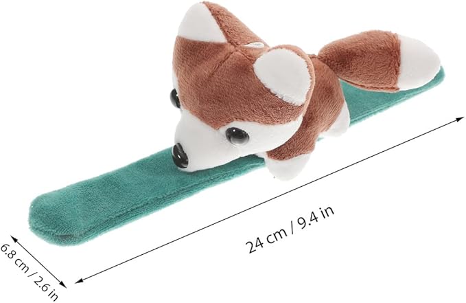 LOGOFUN 2Pcs Plush Dog Slap Bracelet Puppy Stuffed Animal Hug Slap Bracelet Birthday Party Favor (Brown)