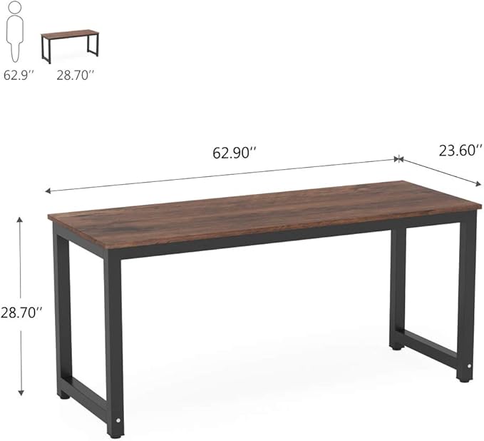Tribesigns Computer Desk, 63 inch Large Office Desk Computer Table Study Writing Desk Workstation for Home Office, Rustic Brown