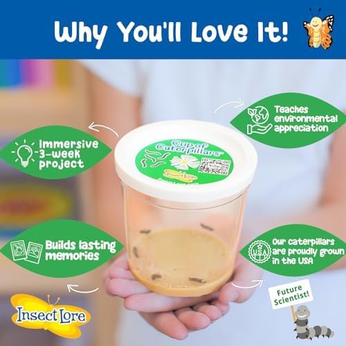 Insect Lore Butterfly Garden As Seen On TV | Butterfly Kit with Live Caterpillars | 10 Live Baby Caterpillars, Reusable Habitat, STEM Butterfly Journal & More