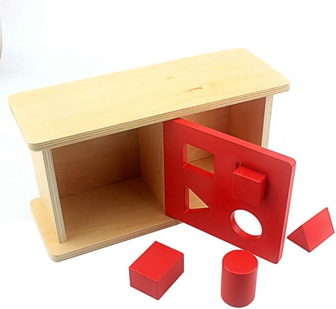 DANNI Montessori Baby Imbucare Box with Flip Lid 4 Shapes Wood Learning Educational Preschool Training Children Practical Life Skills Toy