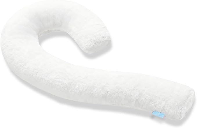 Body Pillow for Adults - Soft Long Bed Pillows Insert for Sleeping - Shredded Memory Foam and Removable Washable Cover - Swan Shaped Pregnancy Side Sleeper Pillow 49 Inch (Off White)
