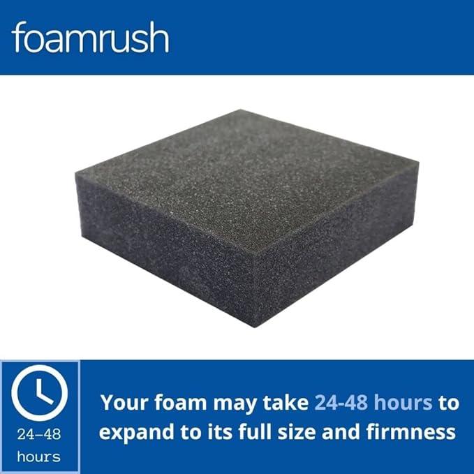 FoamRush 3" x 26" x 26" Charcoal High Density Upholstery Foam Cushion (Upholstery Sheet, Foam Padding, Seat Replacement, Chair Cushion Replacement, Square Foam, Wheelchair Seat Cushion) Made in USA