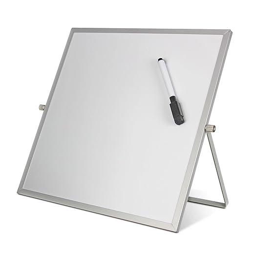 Flipside Products 12" x 12" Double-Sided Dry Erase Magnetic Flip Easel w/Black Dry Erase Marker w/Erase Cap, Adjustable Stand, Tabletop Easel, Small Portable Whiteboard