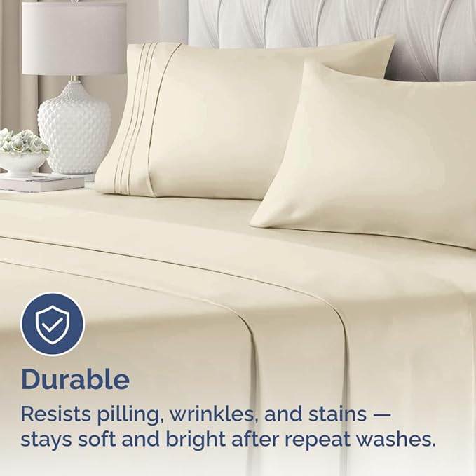 King Pillow Cases Set of 4 - Ultra Soft Hotel Quality Pillowcase Covers - Comfy, Cozy & Wrinkle Free - Shrinkage, Stain and Fade Resistant - Machine Washable Pillow Protectors - 4 Piece Set - Wheat