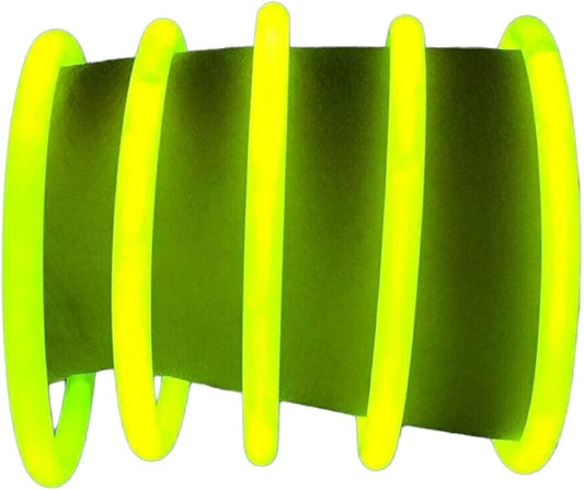 Glow Sticks Bulk Wholesale Bracelets, 100 8” Yellow Glow Stick Glow Bracelets, Bright Color, Glow 8-12 Hrs, 100 Connectors Included, Glow Party Favors Supplies, Sturdy Packaging, GlowWithUs Brand