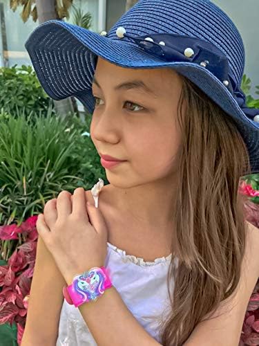 FROG SAC Unicorn Slap Bracelet for Kids with Glitter Shaker Charm, Unicorn Charms Glitter Snap Bracelets for Girls, Unicorn Toy Wristbands, Girl Birthday Party Favors, Stocking Stuffers