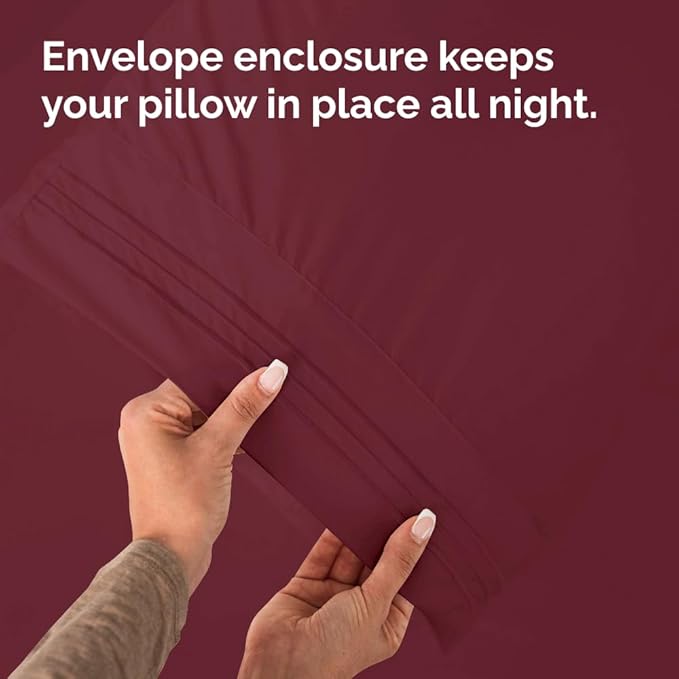 Queen Pillow Cases Set of 8 - Ultra Soft Hotel Quality Pillowcase Covers - Comfy, Cozy & Wrinkle Free - Shrink, Stain and Fade Resistant - Machine Washable Pillow Protectors - 8 Piece Set - Burgundy