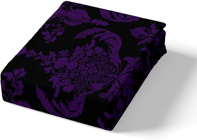 Feelyou Purple Black Vintage Damask Floral Duvet Cover Set Gothic Bohemia Floral Bedding Set Full Size for Kids Boys Girls Oriental Antique Comforter Cover Luxury Flower Quilt Cover,No Comforter
