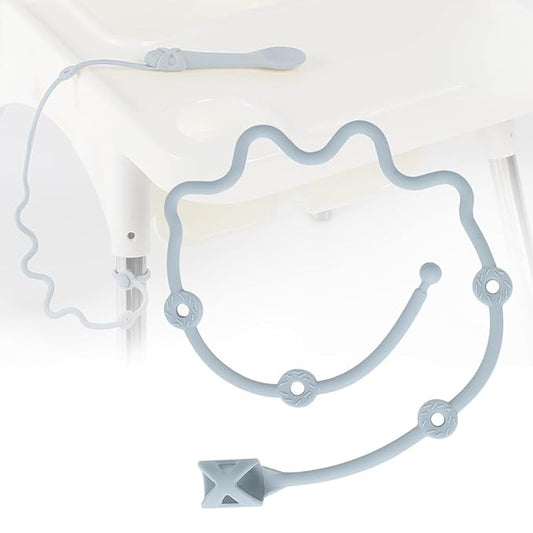 Baby Spoons Self Feeding 6 Month,Toddler Utensils Holder Strap Food Grade Silicone Keep Fork and Spoon Off The Floor Great for Kids,Hook On High Chair（Blue）