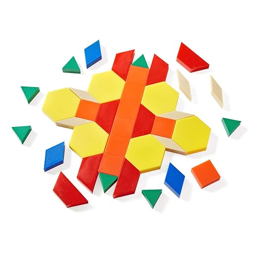 hand2mind Plastic Pattern Blocks for Kids, Shapes for Kindergarten, Montessori Toys, Geometric Shapes, Symmetry, Shape Recognition, Pattern Blocks for Classroom (Set of 1,250)