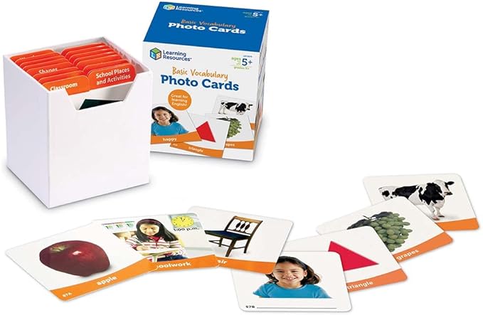 Learning Resources Basic Vocabulary Photo Cards, Vocabulary/Phonics Learning, Educational Games for Kids, 156 Cards, Ages 5+