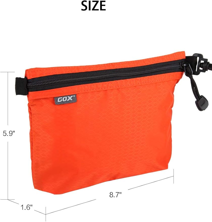 GOX Travel Toiletry Bag Carry On Zipper Pouch Cosmetic Kit Makeup Digital Bag Water Repellent Nylon (Orange)