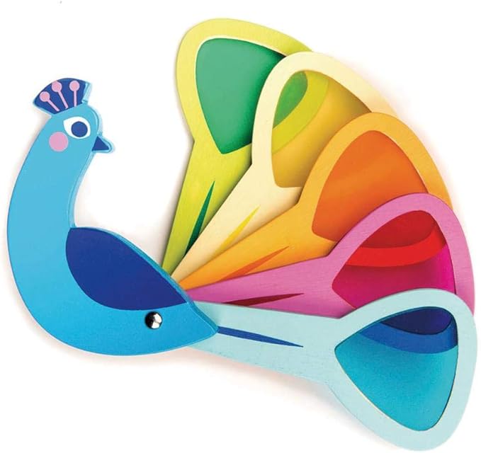 Tender Leaf Toys - Peacock Colors - Wooden Colors Learning Toys for Toddlers, Kids, Pre-School Children Activity Game - Gifts, Animal Toy - Early Learning, Play Set with Acrylic Window - Age 18M+