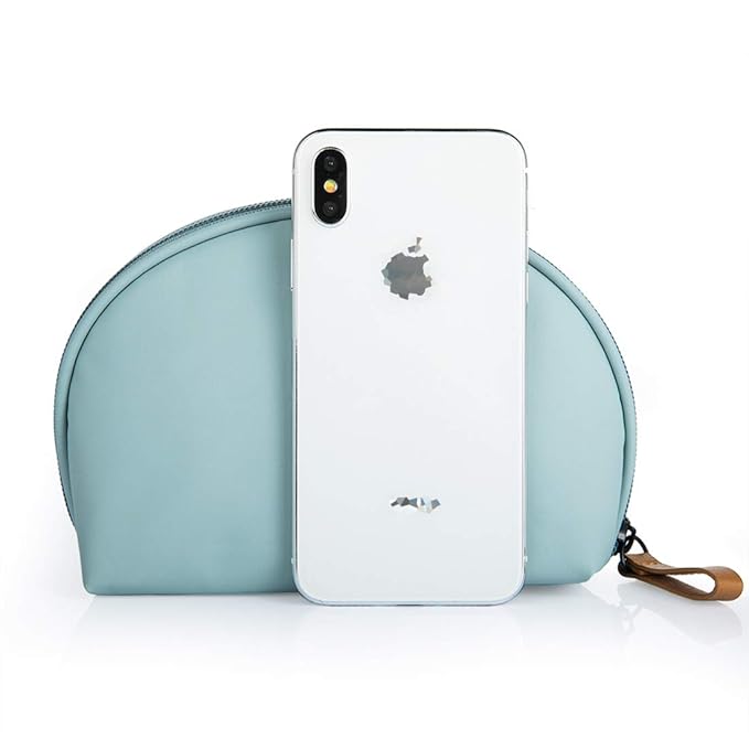 Hekyip Half Moon Cosmetic Beauty Bag for Purse Travel Handy Makeup Pouch for Women Girls (Mint)