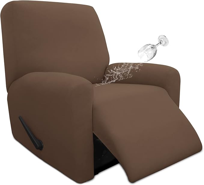 Easy-Going 100% Dual Waterproof Recliner Cover Stretch Soft Couch Cover for Dogs, Sofa Slipcover for Recliner Couch Leakproof Furniture Protector for Kids, Pets Brown