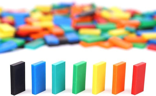 Bulk Dominoes Plastic Bulk 100pcs – Building and Stacking and Chain Reaction Toppling STEAM Toy Blocks for Kids (Classic Mix)
