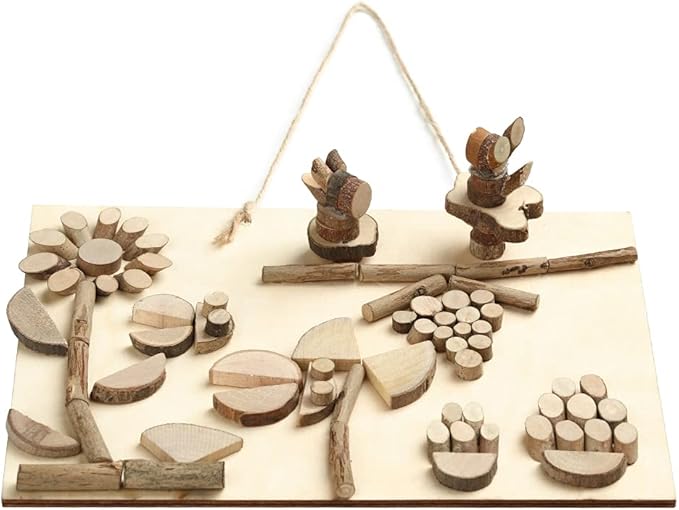 LAZACA Wood Craft Kits DIY for Kids Ages 5-20 Wooden Unfinished Toys Art Paint Bulk Craft Sticks Garden Playset Loose Parts Play Materials 250 Pcs/19.5X13X3.5cm