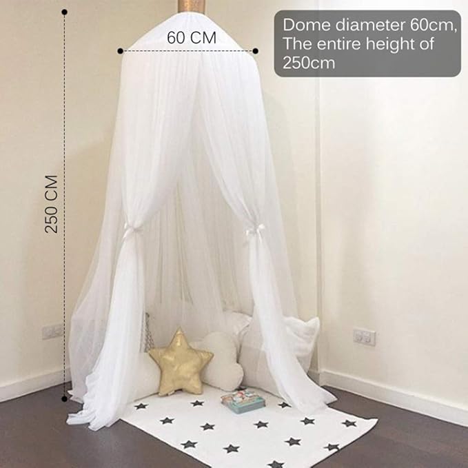 ESUPPORT Dome Princess Bed Canopy Round Lace Mosquito Net Play Tent Hanging House Decoration Lace Netting Curtains for Indoor Outdoor
