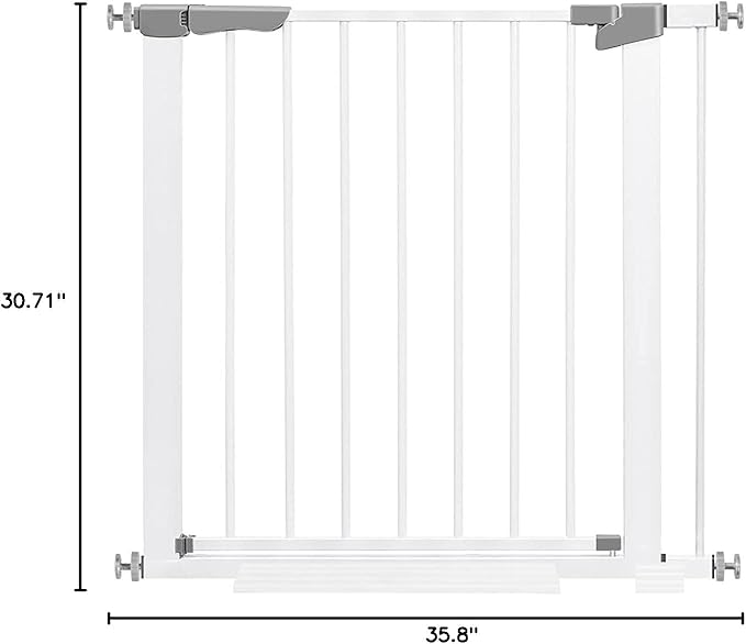 Baby Gate for Doorways Stairs and House, Auto Close Safty Gates, Extra Wide Child Gate, Extra Tall Walk Through Pet Gate, White Metal Baby Gate Dog Gate, Pressure Mount.