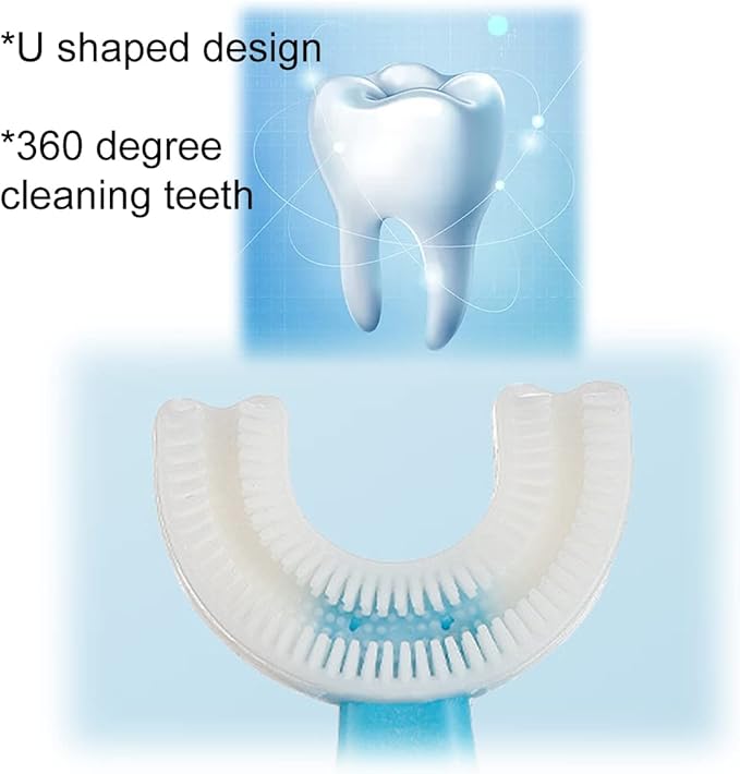 2 Pcs U-Shaped Kids Toothbrush, Premium Soft Manual Training Toothbrush for Kids 2-6 Years Old. (Pink)