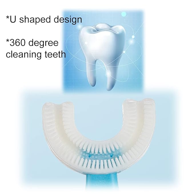 2 PCS U-Shaped Kids Toothbrush, Soft Manual Training Toothbrush for Kids 6-12 Years (Pink +Blue)