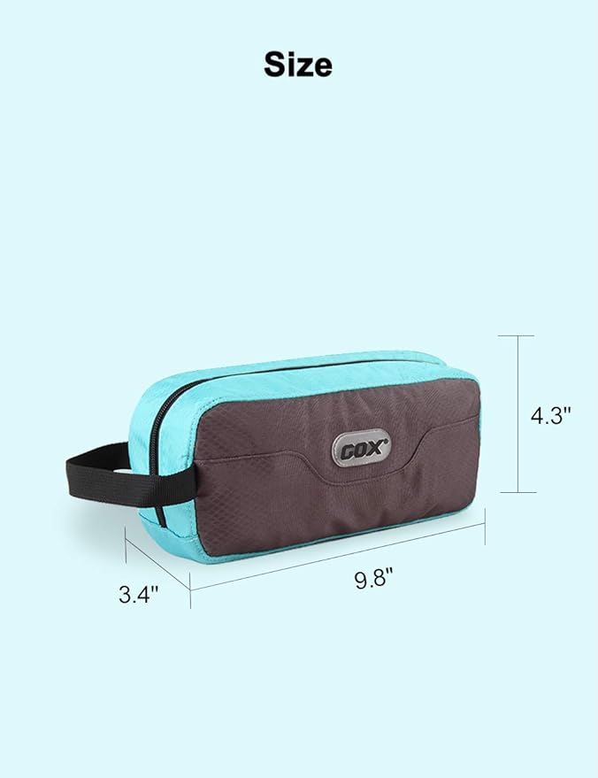 GOX Small Travel Toiletry Bag, Dopp Kit Case For Men, Multifunction Organizer Pouch (Grey/Sky Blue)