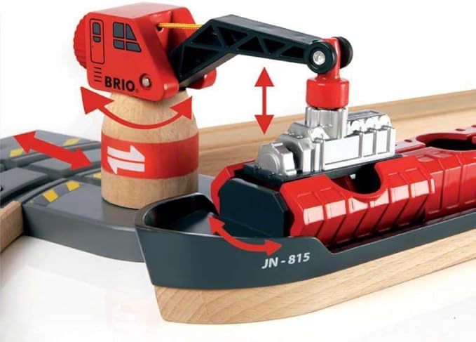 BRIO World - 33061 Cargo Harbor Set | 16-Piece Train Set with Accessories Wooden Tracks | Ideal Gift for Kids Aged 3+ | Certified Sustainable Materials