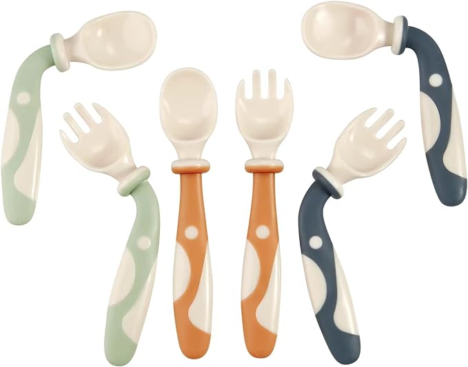 PandaEar Baby Bendable Spoons and Forks set 6 Pack| Training Learning Self-Feeding Baby Spoons First Stage for Kids Toddlers Children and Infants| BPA Free| Easy Grip Fork Tableware