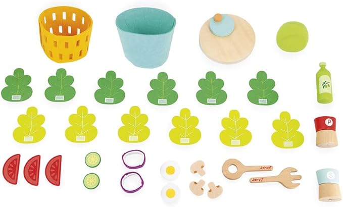 Janod - My Mixed Salad - 33 Piece Pretend Play Kitchen Set - 3 Years + J06595