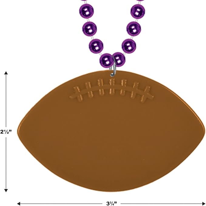 Beistle 6 Piece Plastic Football Party Necklaces Game Day Sports Theme Favors, 33", Purple/Brown