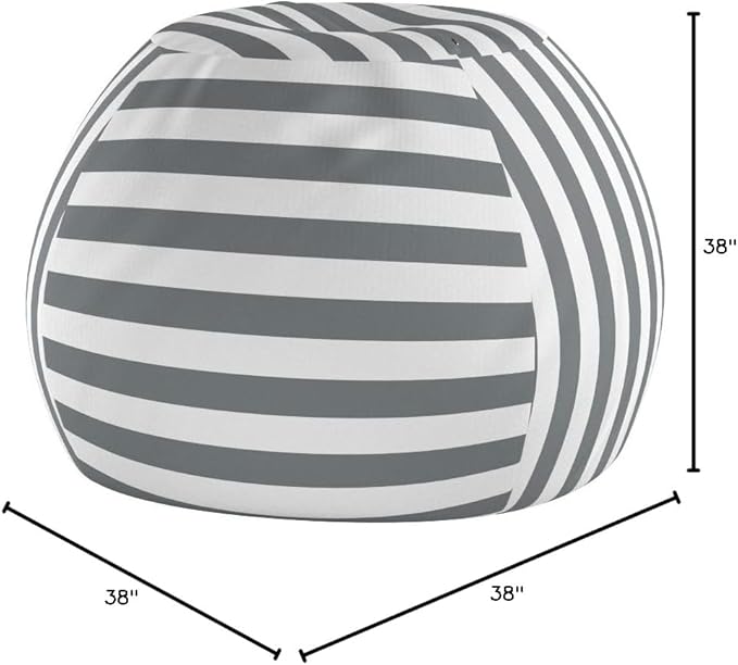 WEKAPO Stuffed Animal Storage Bean Bag Chair Cover for Kids | Stuffable Zipper Beanbag for Organizing Children Plush Toys Large Premium Cotton Canvas (Gray, X-Large)