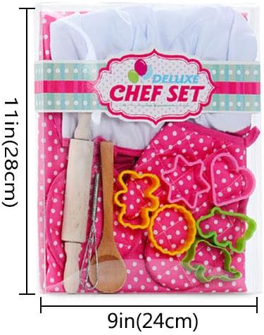 HmiL-U Chef Set for Kids - 13 Pcs Kids Cooking and Baking Set Includes Kids Apron, Chef Hat, Utensils, Cooking Mitt for Kids Chef Role Play Set , Gift for 3 Year Old Girls and up …