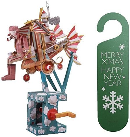 Automata Paper Machine Moving Model (Fun & Educational DIY Toy Project) Designed by Keith Newstead + Bonus X'Mas Doorknob Hanger Bundle Set (Flying Dreamer + X'Mas Door Knob Hanger (Green))