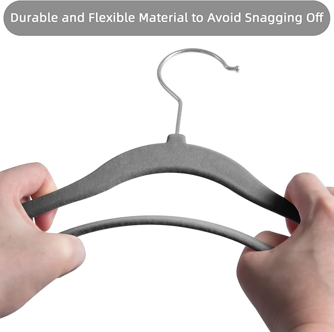 GoodtoU Kids Velvet Hangers,30 Pack Baby Hangers for Closet Non Slip Velvet Clothes Hangers Coat Hangers for Toddler Children Infant Hanger (Dark Grey 30Pack)