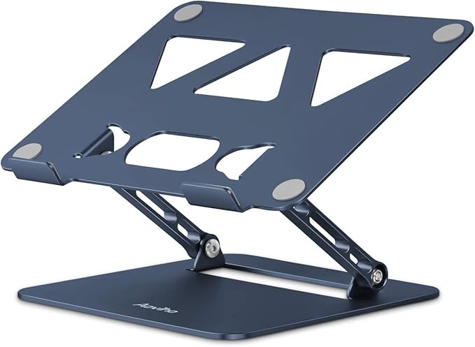 Adjustable Laptop Stand for Desk,Portable Laptop Stand Holder and Riser,Foldable Aluminum Notebook Computer Stands for MacBook Air Pro HP Lenovo Dell Samsung Chromebook, 10-15.6 inch,Navy Blue