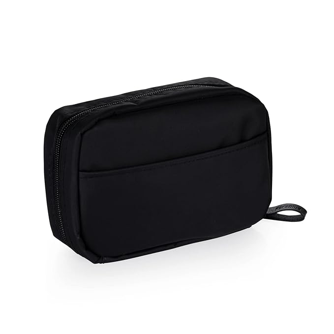 Hekyip Rectangular Beauty Bag, Small Travel Makeup Bag for Purse, Portable Waterproof Cosmetic Pouch for Ladies Women (Rectangular All Black)