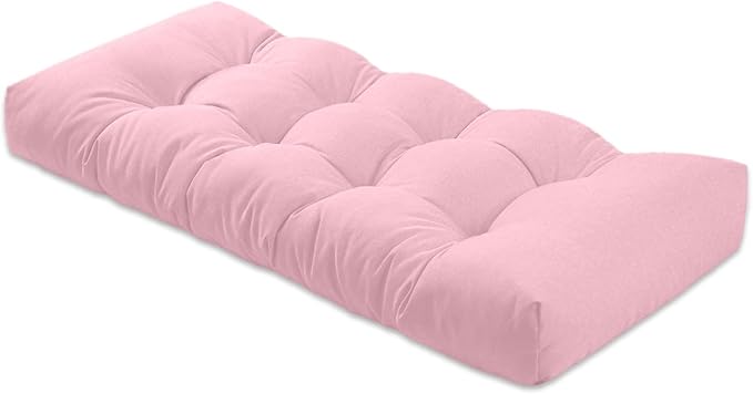 Bench Cushion 36 inches,Indoor/Outdoor Non-Slip Tufted Cushions, Premium Waterproof Linen, Soft Piano Sofa Cushions, High-Density Memory Foam(Light Pink-36x14 x 4 in)