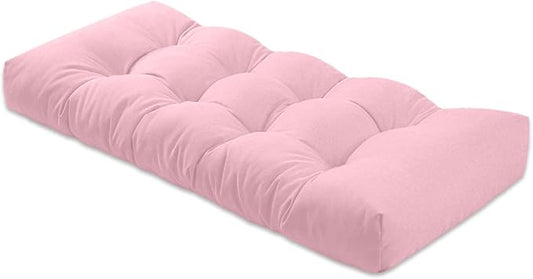 Bench Cushion 45 inches,Indoor/Outdoor Non-Slip Tufted Cushions, Premium Waterproof Linen, Soft Piano Sofa Cushions, Entryway Storage, Bay Window, High-Density Memory Foam(Light Pink-45x18x4in)