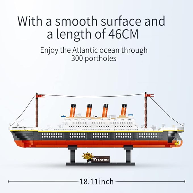 Micro Mini Blocks Titanic Building Block Set Titanic Cruise Ship Model Building Kit Boat Bricks for Adults DIY Educational Toys Gifts for Kids Age of 6-12 Years 1288 Pieces