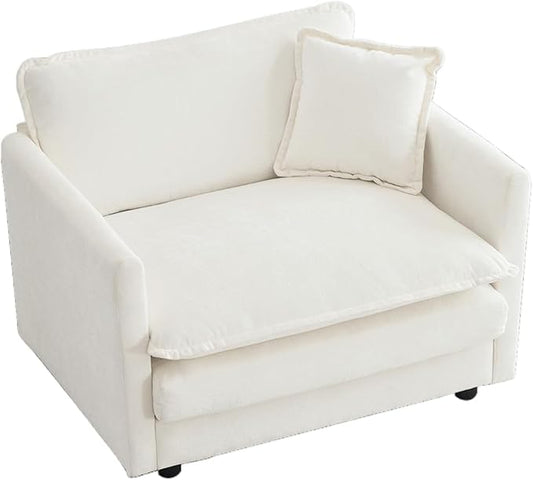 Chenille Oversized Accent Chair - 41.4”W Big Comfy Modular Cloud Chair, Cozy Armchair for Living Room, Bedroom, Kids Room, Family Room, Reading Nook, Ivory Cream