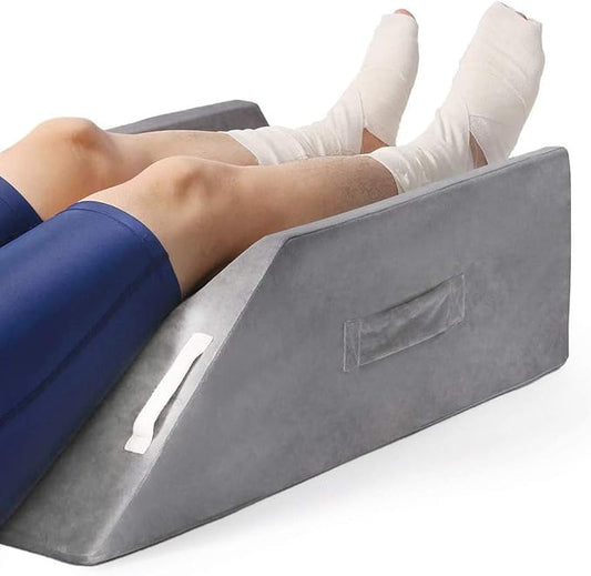 LightEase Post-Surgery Leg, Knee, Ankle Elevation Double Wedge Pillow, Memory Foam Leg Elevating Pillow for Injure, Sleeping, Foot Rest, Reduce Swelling
