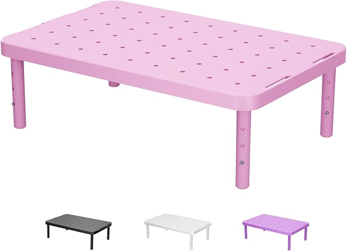 WALI Computer Monitor Stand for Desk, Adjustable Laptop Riser, Desk Monitor Stand Underneath Storage for Office, Home, School Supplies (PTT001-P), 1 Pack, Pink