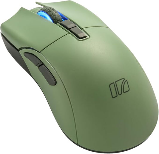 iRocks M31R Wireless Gaming Mouse, Triple Mode 2.4G/ Bluetooth/USB-C Detachable Cable Gaming Mouse, Kailh GM8.0 Mouse Switches, Advanced PixArt PAW3395 Optical Sensor, Up to 26,000 DPI - Olive Green