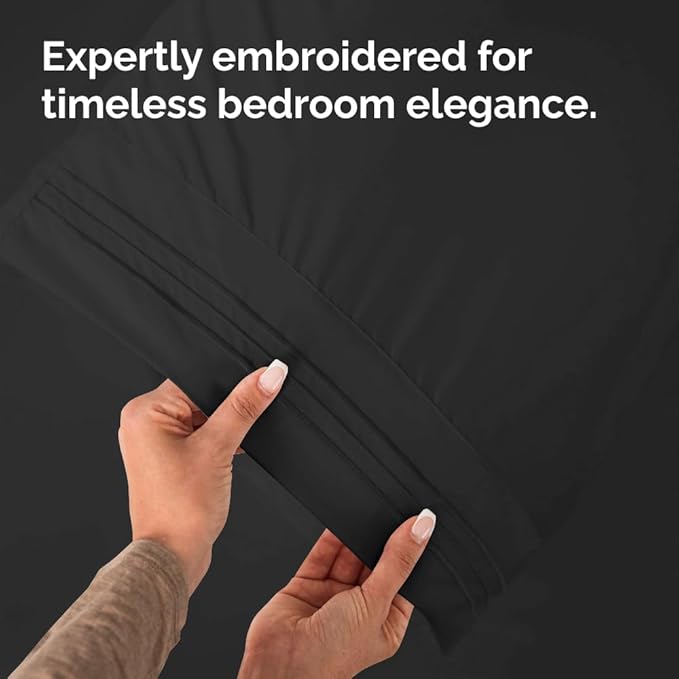 King Pillow Cases Set of 2 - Ultra Soft Hotel Quality Pillowcase Covers - Comfy, Cozy & Wrinkle Free - Shrinkage, Stain and Fade Resistant - Machine Washable Pillow Protectors - 2 Piece Set - Black