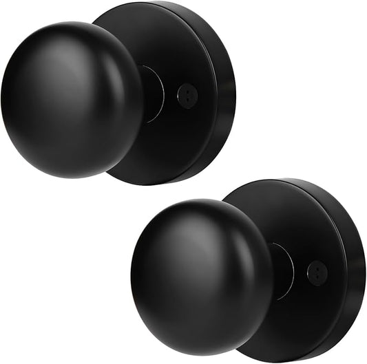 Dummy Door Knobs Interior, Matte Black Door Knobs, Vintage Non-Locking Inactive Door Handle for Closet and Bifold, 2 Pack