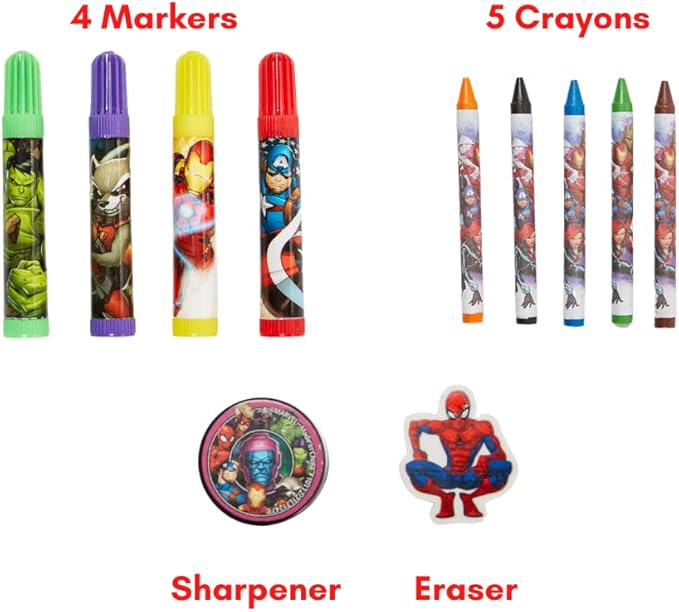 Innovative Designs Marvel Avengers Coloring Art and Sticker Set for Boys and Girls, 30 Pcs.