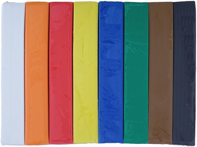 Craft County Modeling Clay – 1 lb (Eight Assorted Color Bars) – Use for Claymation, Models, and Stop Motion (Primarys)