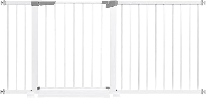 Extra Long Baby Gate for Stairs, Auto Close Safety Baby Gates, Extra Tall and Wide Child Gate, Durability Dog Gates for The House, Doorways. Pressure Baby Gate for Dogs Indoor.